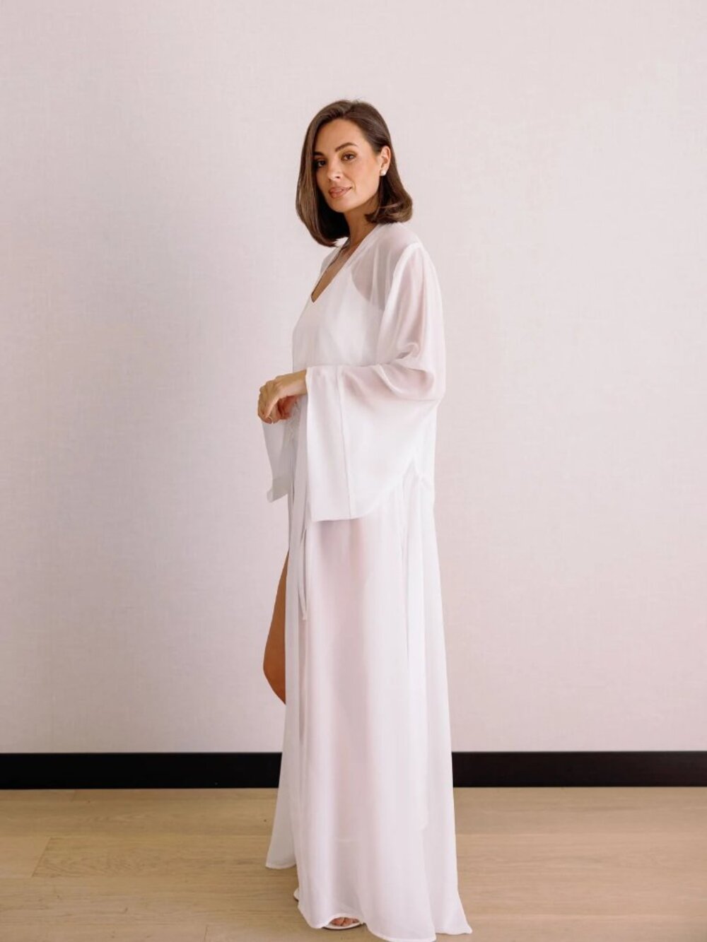 Le Rose Bridal Robe & Hallie Lace Trim Slip Set Ivory M/L Worn Once